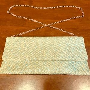 NWOT Blue and Gold Crossbody Clutch